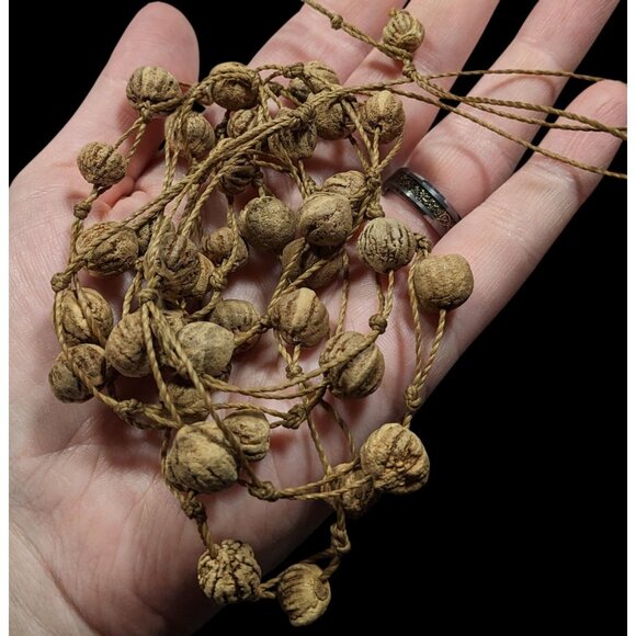 Rustic Natural Seed And Twine Tan Beaded Multilayer Necklace - Picture 4 of 8